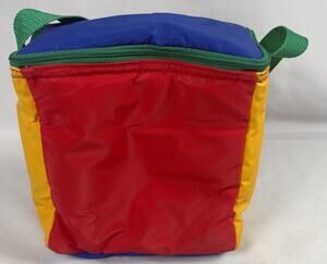 Vintage 90s Color Block Insulated Lunch Bag Cooler Primary Color Retro Y2k Nylon